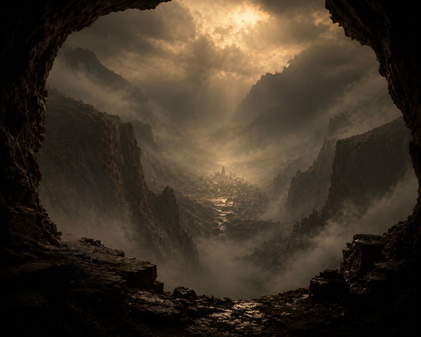 A vast, ancient hidden city carved into the earth
