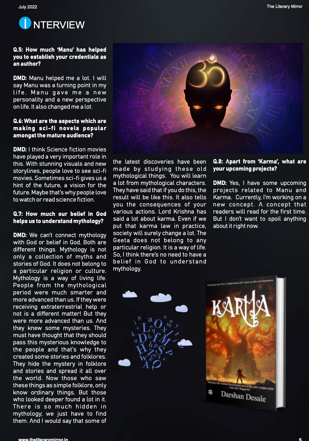 The Literary Mirror, July 2022 print interview, third page