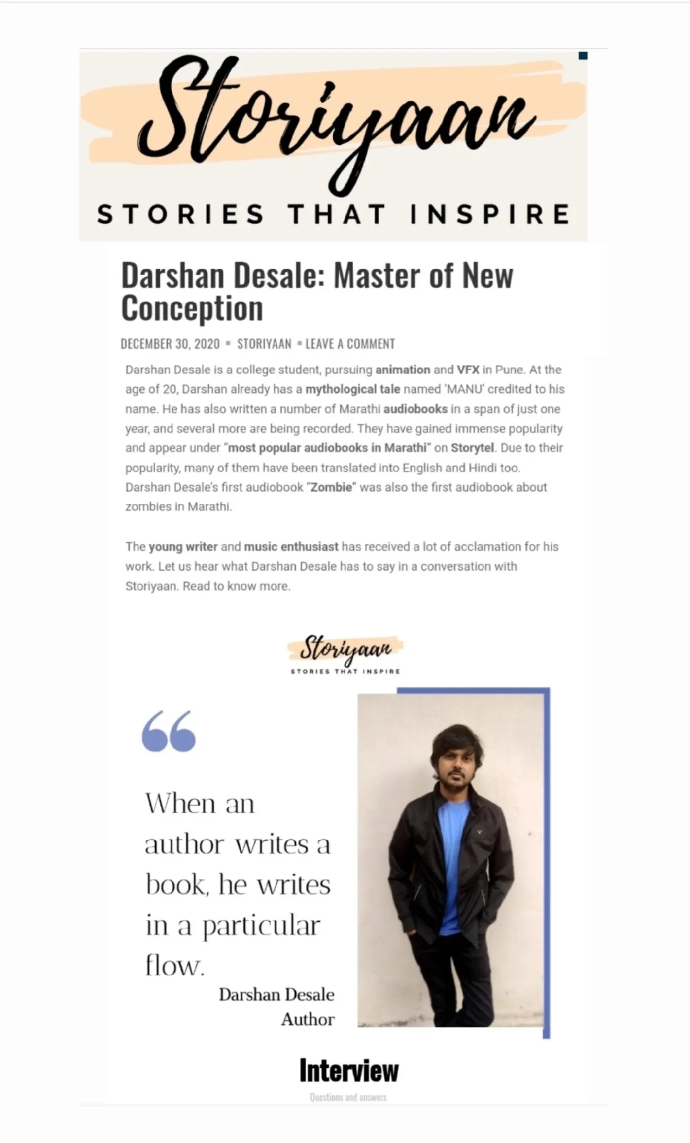 Storiyaan interview feature