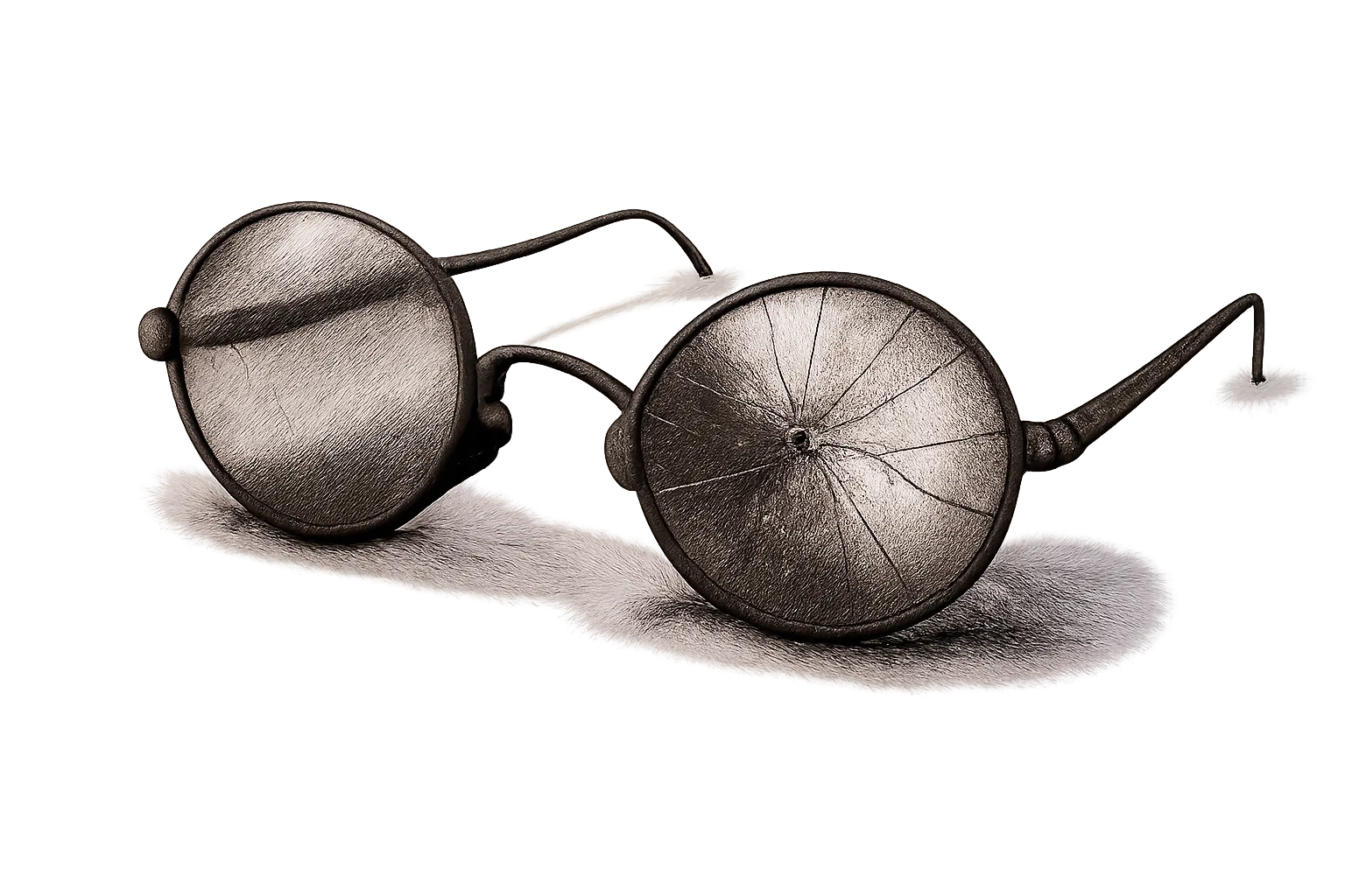 A pair of cracked spectacles